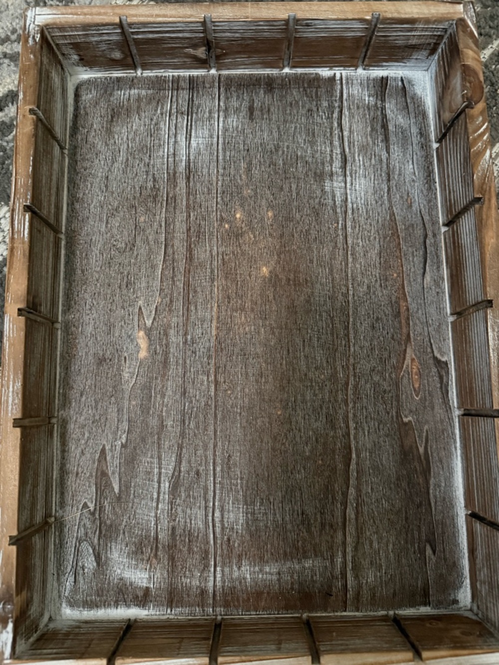 Rustic Brown and White Grid Wall Shelf Display - Picture 2 of 3
